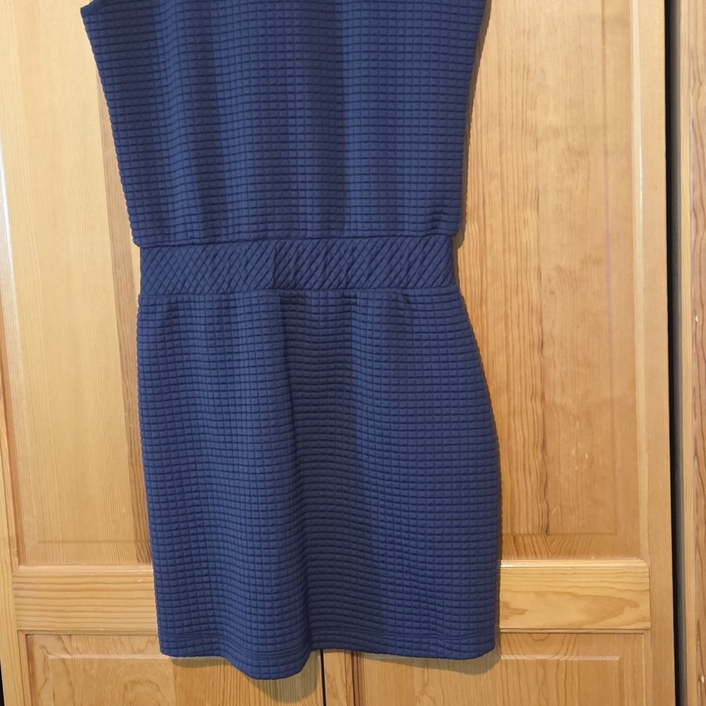 Dudley Stephens Ava Dress Small Navy Blue Waffle Quarter Zip Sleeveless Pockets - Picture 9 of 9